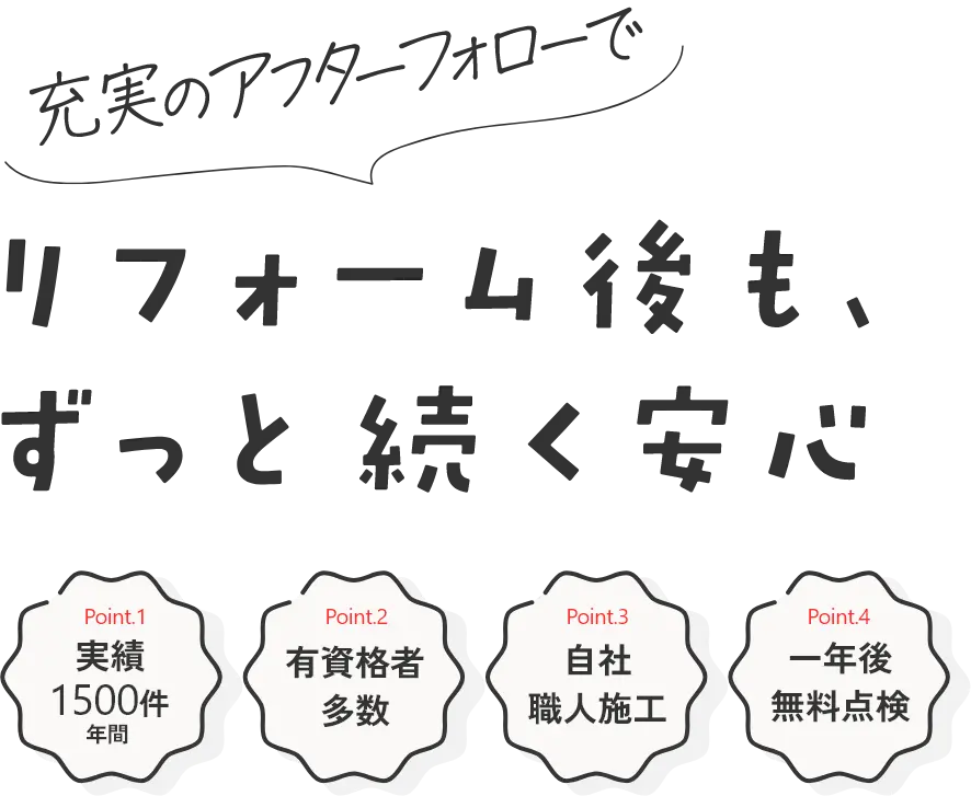 安心のアフターフォローでリフォーム後もずっと続く安心